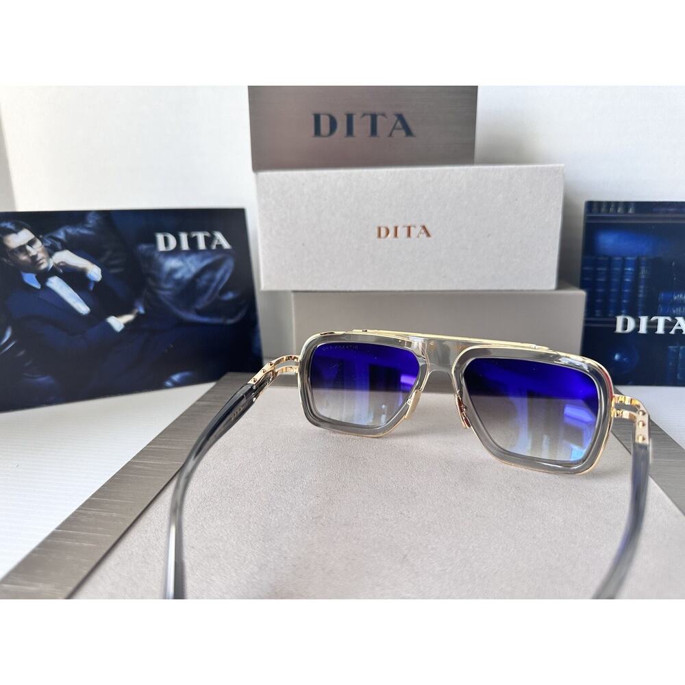 DITA Sunglasses LXN-EVO DTS403-A-02 Crystal Grey White Gold Blue Flash Mirror - Picture 6 of 11